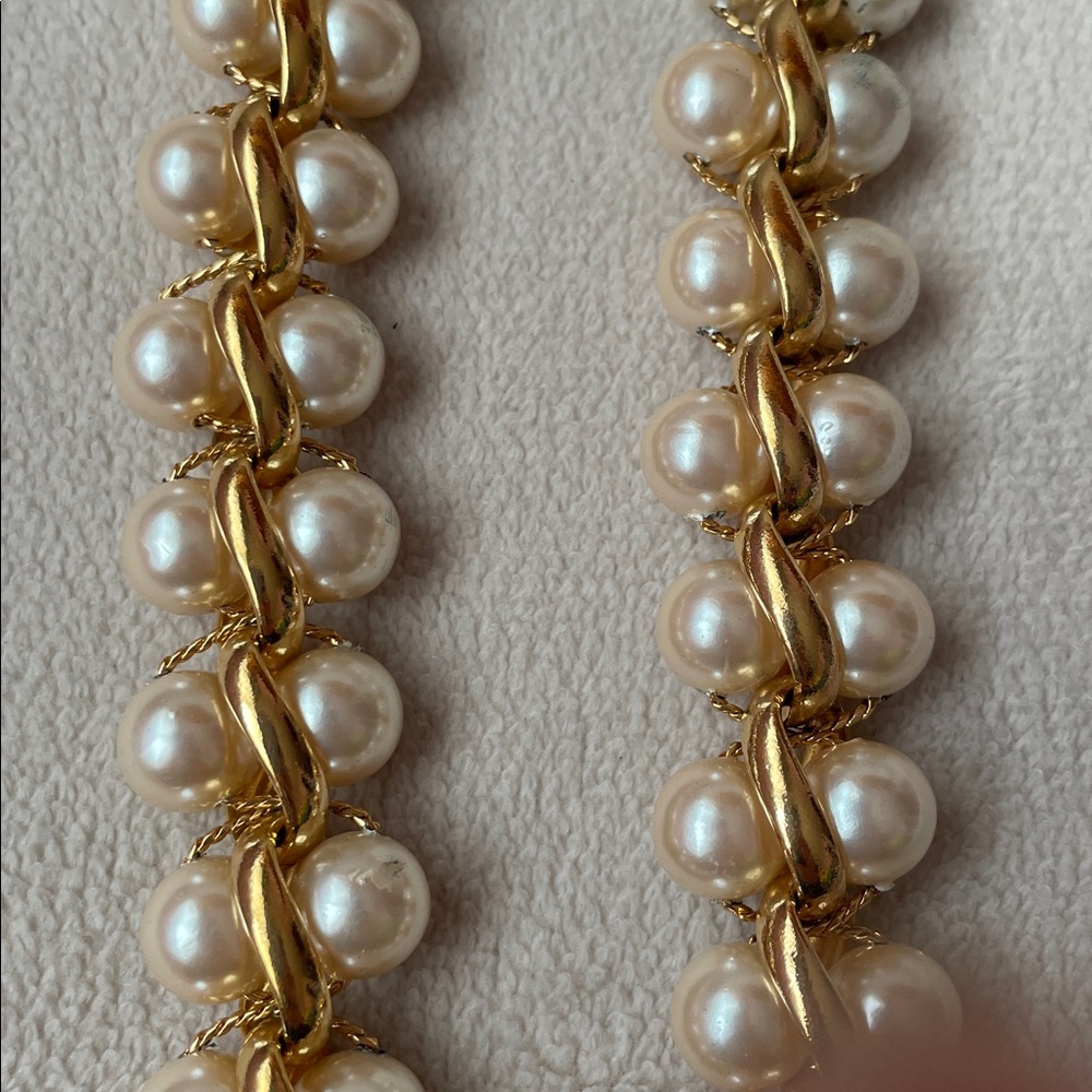 Vintage NAPIER Gold & Pearl Chain Necklace. 18” - Picture 2 of 6
